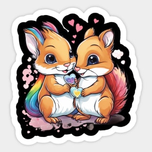 Fall in Love Squirrel Sticker
